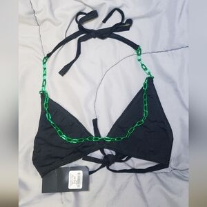 NWT Set - Midnight Ballerina  Black Triangle Top with Green Chain Accents